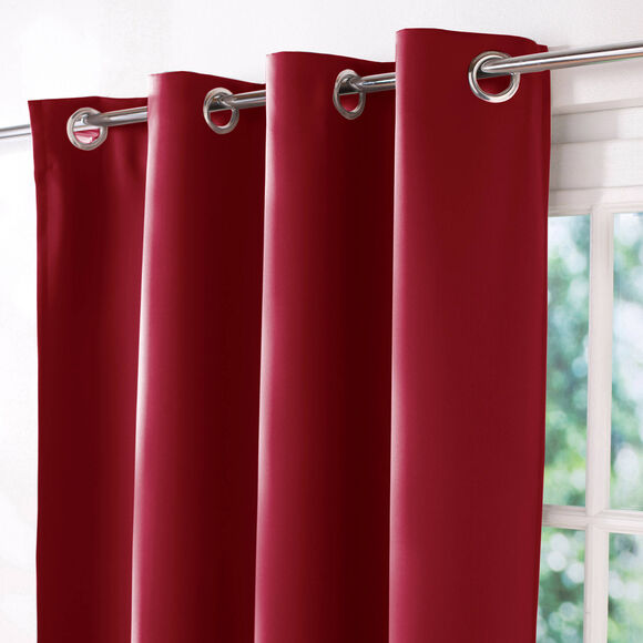 Rideau occultant uni satiné finition oeillets (bordeaux) Rideau occultant uni satiné finition oeillets (bordeaux)